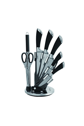 Prestige 8-piece knife set with acrylic stand |  laser-cut rust-free stainless steel blade ( BLACK )