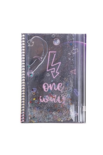 VUKİ A5 Notebook with Neon Glitter and Watery Cover with Pencil Case