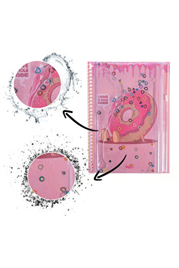 VUKİ Fast Food Silvery and Watery Cover A5 Notebook with Pencil Case
