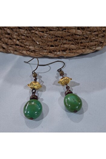 azra takı tasarım African Turquoise Handmade, Green, Women's Dangle Earrings