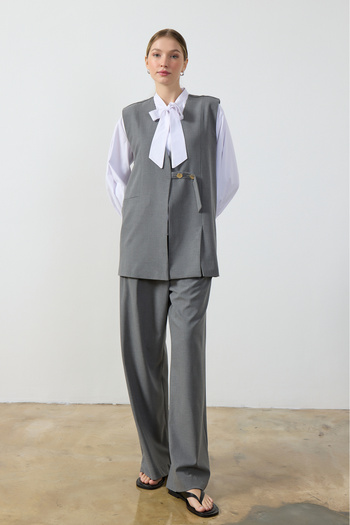 Birgül Bektaş Gray Wide Leg Pants