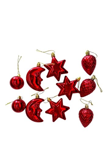 kapella New Year Mixed Ornament Bright Red 10Pcs