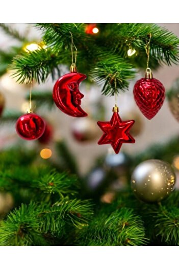 kapella New Year Mixed Ornament Bright Red 10Pcs