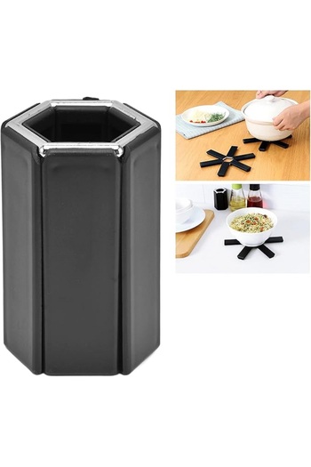 MAİN SHOP Foldable Black Trivet Non-Slip Silicone Heat Resistant Pot Pan Mat 2 Pieces M-021
