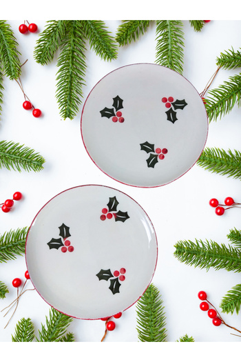Ganita home Cake Plate New Year Floral 2' Round Plate 19 cm