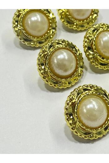 karantuhafiye Σετ κουμπιών Vintage Series Pearl / Σετ 6 τεμαχίων 2 εκ. (χρυσό-κρεμ)