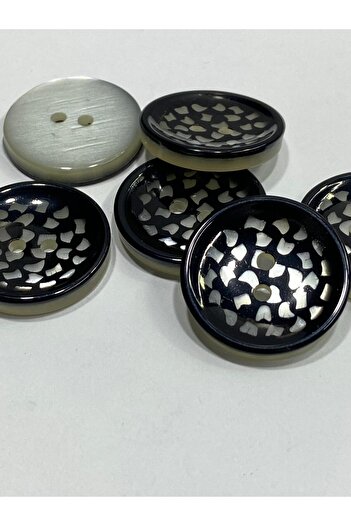 karantuhafiye Trench Coat Button / Set of 6 / Black / 2.7 cm