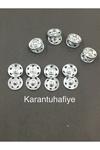 karantuhafiye Snap Fastener Metal Silver 1.3 Cm Set of 8