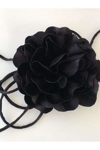 karantuhafiye Necklace / Choker Necklace/laced Fabric Flower Necklace (10 Cm) ( Bk1 )