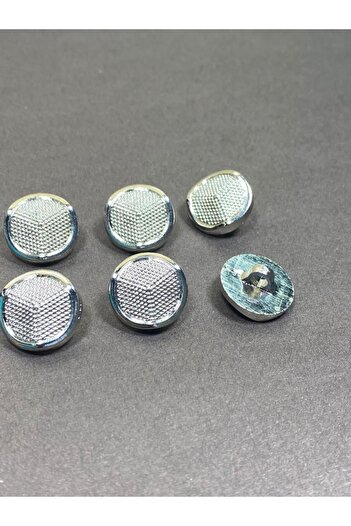 karantuhafiye Cardigan Vest Length Button / Metallized (plastic) Button / Silver 1.8 Cm Set of 6