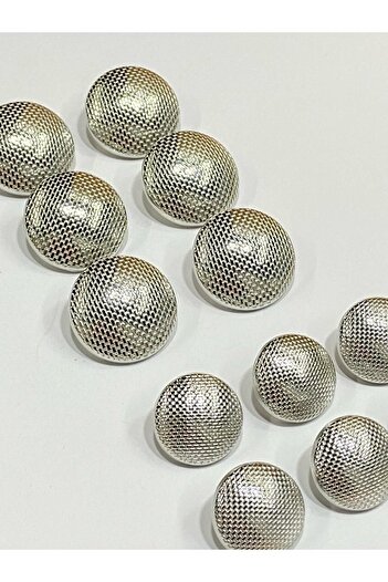 karantuhafiye Silver Colored Honeycomb Patterned Trench Coat and Jacket Button Set