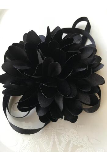karantuhafiye Necklace/choker Necklace/lace-up Fabric Flower Necklace (15 Cm) ( Bk3)