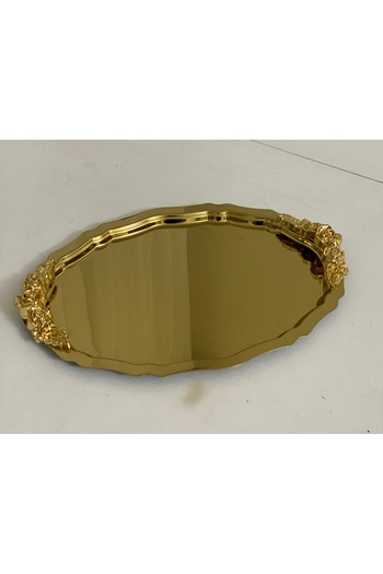 SEVA ÇELİK 20*25 cm Gold Oval Model 1 Pcs Presentation Table with Handle