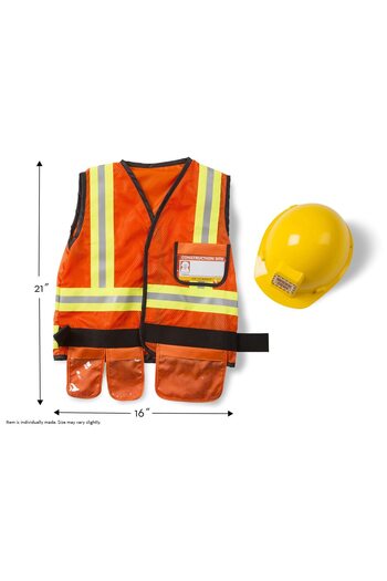 Melissa & Doug Construction Worker Role Play Costume Set - Bright Orange