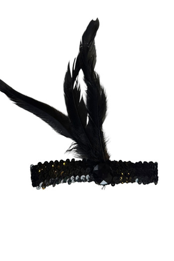 TAKIŞTIR Black Color Feather Figured Charleston Hair Band