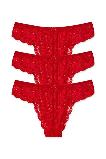 HNX Red Lace Large Size Women's Panties 3-Piece