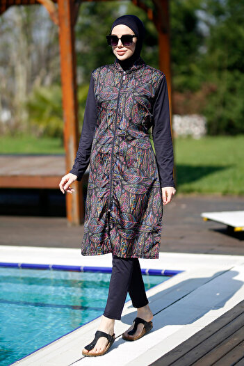 Remsa Mayo Full Covered Hijab Swimsuit Color Colorful Leaf Merve
