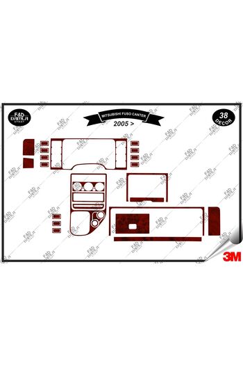 FD Damla Etiket Mitsubishi Fuso Canter 2005 - Set de finisare din mahon pentru consola torpedo de 38 de piese