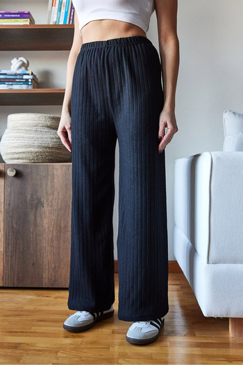 Bianco Lucci Women's Elastic Waist Palazzo Trousers 0199 60261153