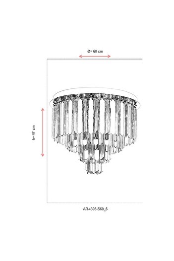 Avonni Ar-60299-s60 Sarı Kaplama Klasik Avize E14 Metal Kristal 60cm