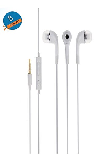 Taimi Wired In-Ear Headphones Premium Sound Quality White (Pack of 8)