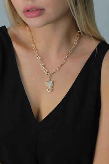 Modex Gold Color Tiger Figured Necklace
