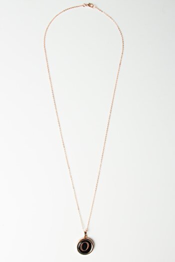 Modex Rose Black Pearlescent Letter Necklace