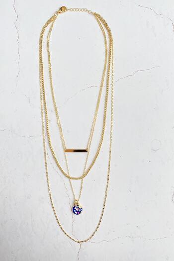 Modex Gold Color Quadruple Necklace with Donut Figure