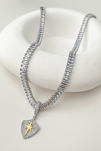Modex Stone Detailed Special Series North Star Necklace - 44Cm+7Cm
