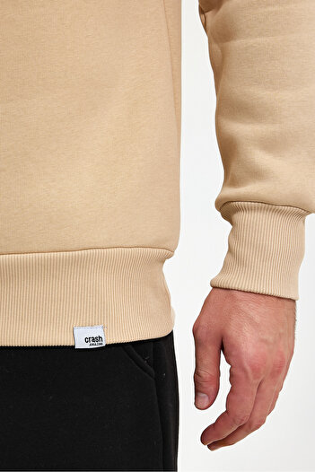 AMAZING CRASH High Collar Half Zipper Basic Sweatshirt