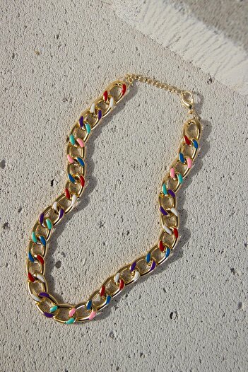 Modex Colorful Enamel Thick Chain Necklace (40+5cm)