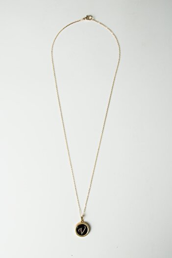 Modex Gold Black Pearlescent Letter Necklace