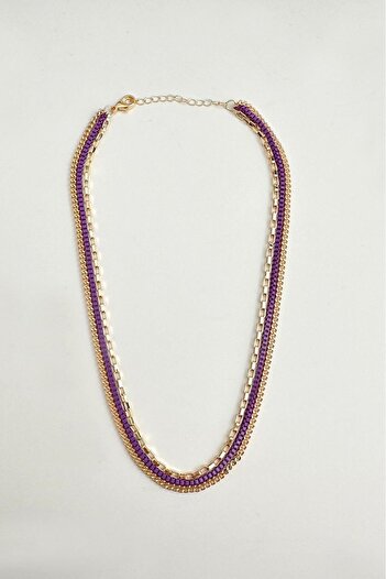 Modex Purple Colored Triple Chain Necklace (45cm)