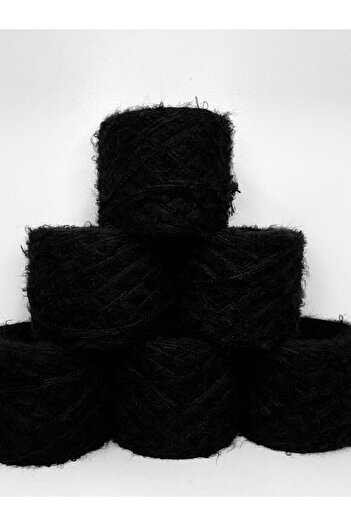 göçer Κλωστή πλεξίματος Moher Boucle Χρώμα Μαύρο Κλωστή πλεξίματος χειροποίητης πλέξης Visual Net 600 γρ.
