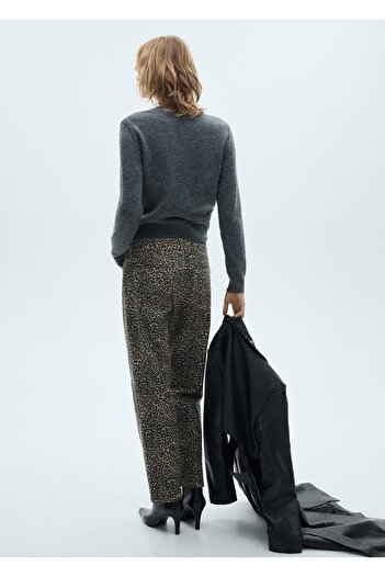 MANGO Woman Leopar düz kesim jean