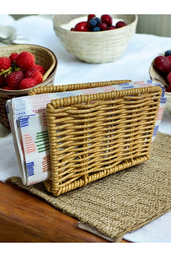 safestore Table Top Rectangular Rattan Napkin Holder