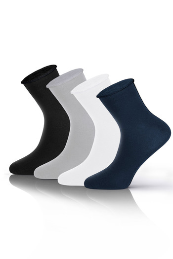 KaeLaurean Men's 4-Piece Cotton Elasticated Multi-Colored Seamless Stretchy Non-Marking Short Non-Tightening Socks