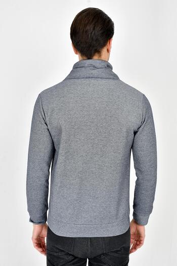 Superlife Süperlife Şal Yaka Uzun Kollu Dar Kalıp İnce Erkek Baskılı Sweatshirt SPR 2019K41