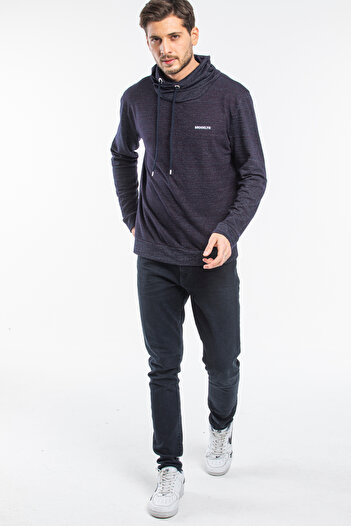 Superlife Süperlife Erkek Şal Yaka Regular Fit İnce Sweatshirt SPR 20K43