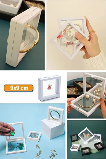Buffer ®   9X9Cm with Stand 3D Jewelry Kinet Keepsake Collection Storage Box Clear Film Frame