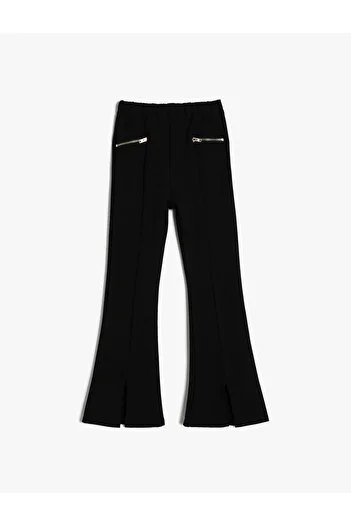 Koton Zipper Detailed Elastic Waist Spanish Leg Trousers