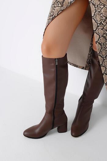 Beyond Brown Barcelona Long Heeled Leather Women's Boots - 6cm Byndrsl2432