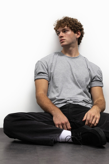 GIESTO Gray Basic Short Sleeve T-Shirt