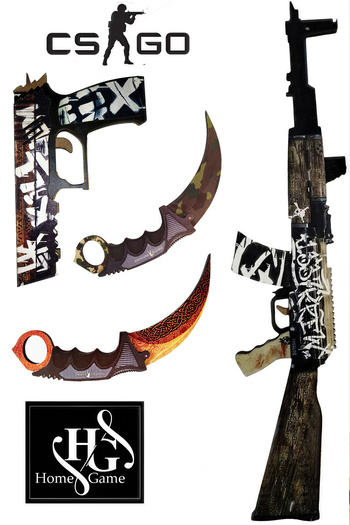Home Game Cs-Go Wasteland Rebel Wooden Toy Set - Ak-47 with Gun
