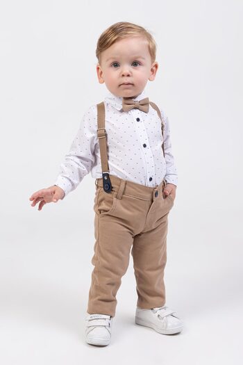 Gold Class Kidswear Leaf Patterned Salopet 4-Piece Boy's Bodysuit Set