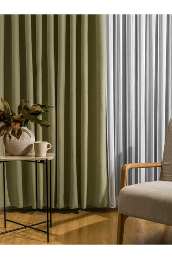 Karesi Thick Pleated Khaki Color Flex Linen Fon Curtain 1X3 18528 Single Wing