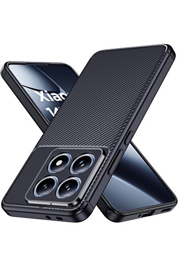 m.tk moveteck Xiaomi Mi 14t Pro Case with Camera Protection Carbon Pattern Long Lasting Colorfast Protective Silicone Cover