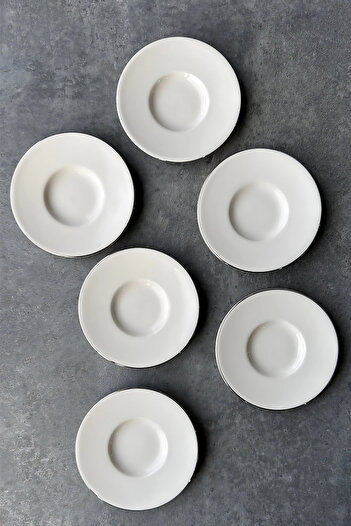 porselenden Modern Silver Cream 6 Pieces 11 cm 6 Seater Premium Porcelain Silver Gilt Tea Plate Set