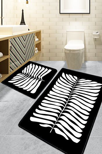 Chilai Home Black 2'Li Mais Dolce Bath Mat Djtbanyo
