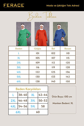 Ferace Women's Large Size Two Thread Combed Cotton Long Hijab Tunic Indigo